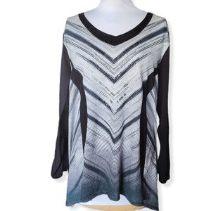 Avenue Chevron Stripes and Beaded Tunic Top Size 22 / 24